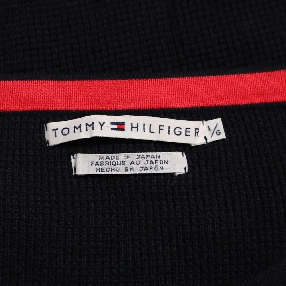 Tommy Hilfiger Navy Waffle Knit Pencil Skirt Y2K Pull On Cotton Retro Size L
